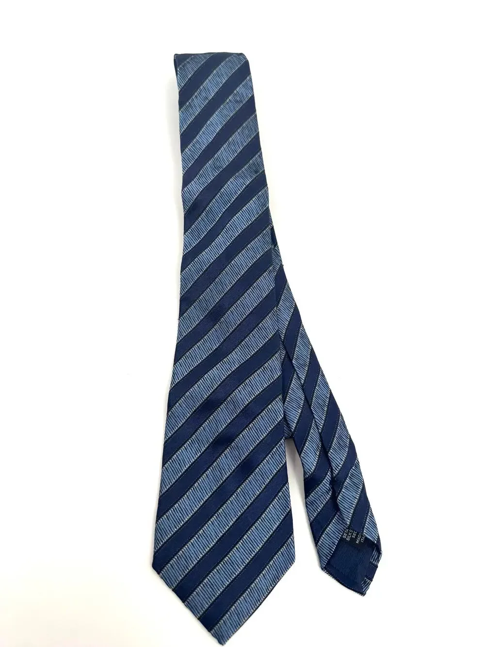 Ermenegildo Zegna Men's Blue Striped Silk Tie Made in Italy